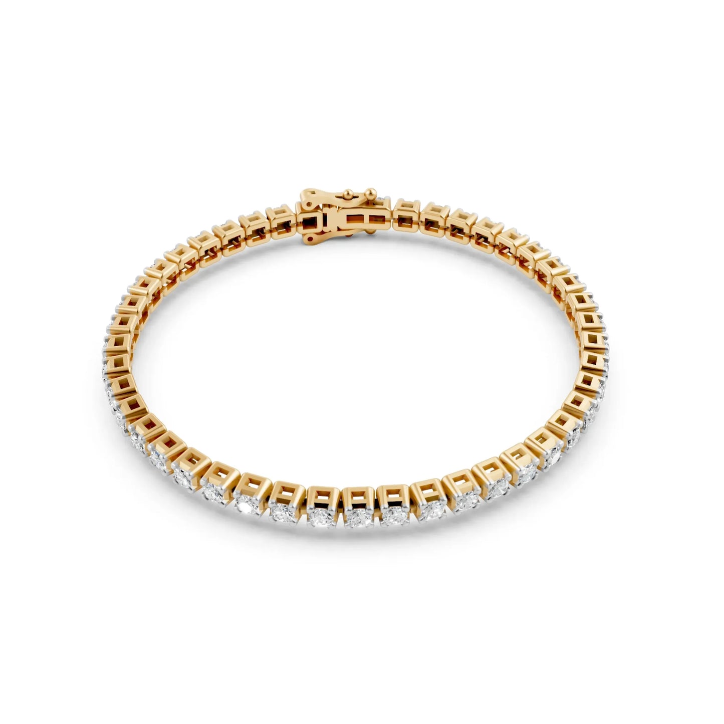 Elegant Round Diamond Tennis Bracelet Yellow Gold