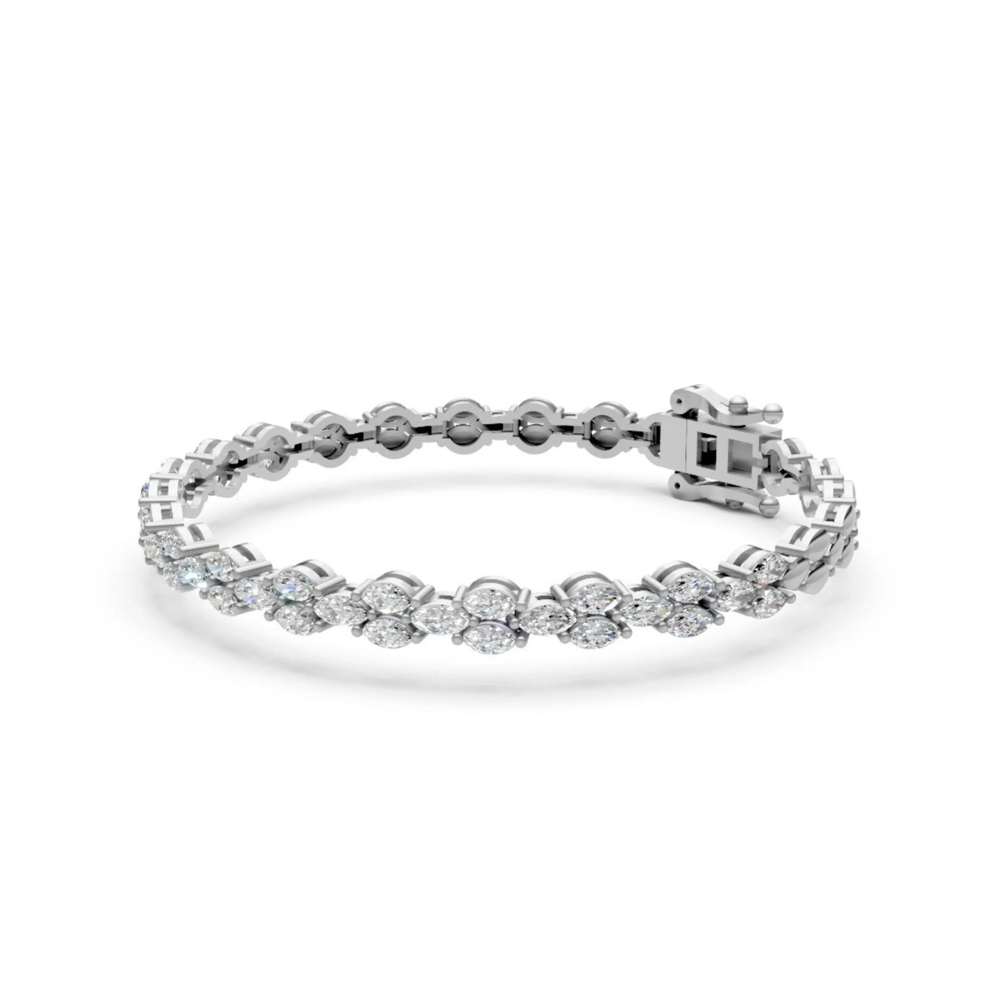 Elegant Diamond Bracelet with Marquise-Cut Stones White Gold