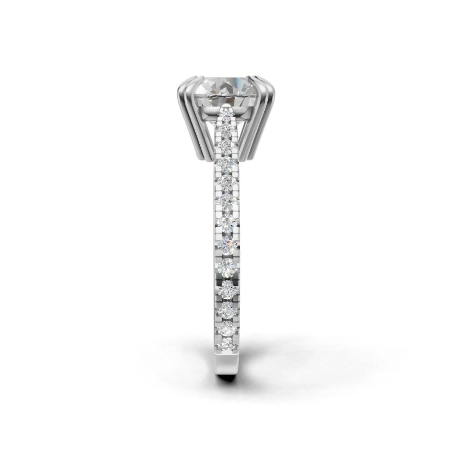 Radiant Pavé Solitaire Ring White Gold 