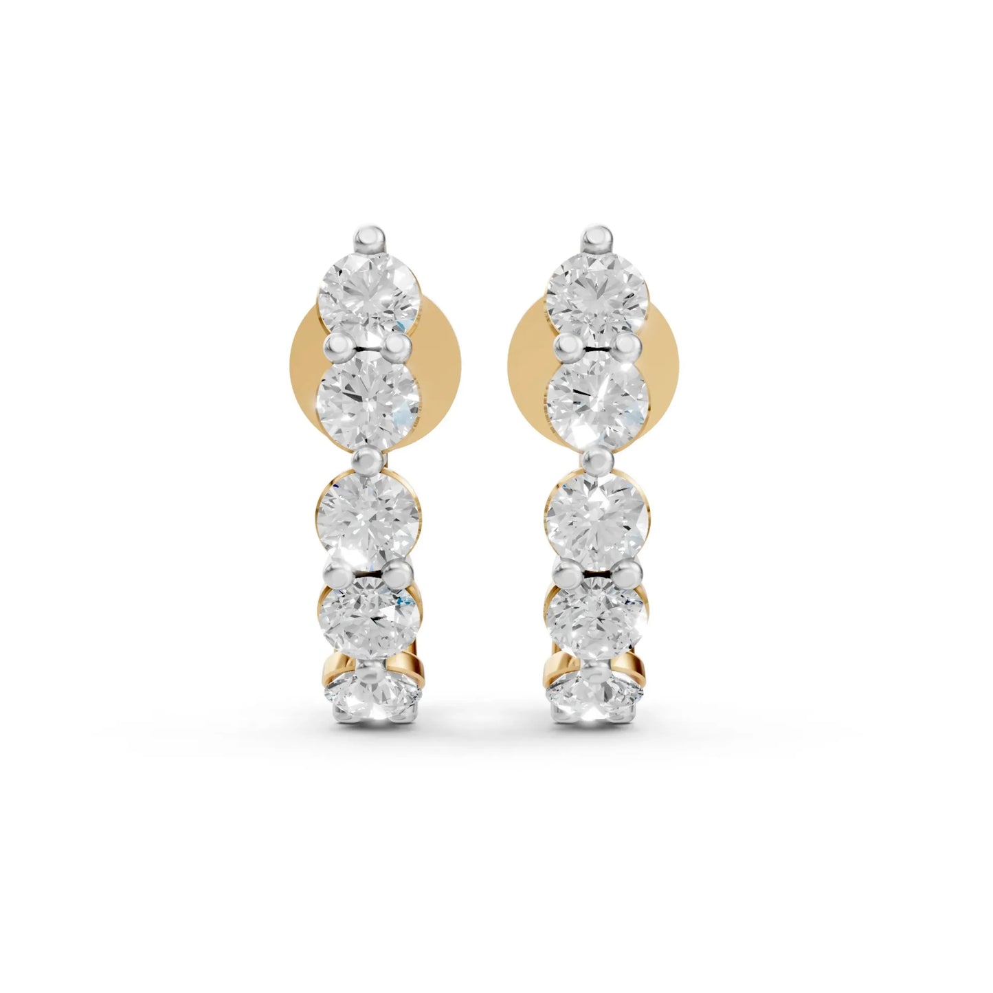 Round Half Hoop Earrings Yellow Gold