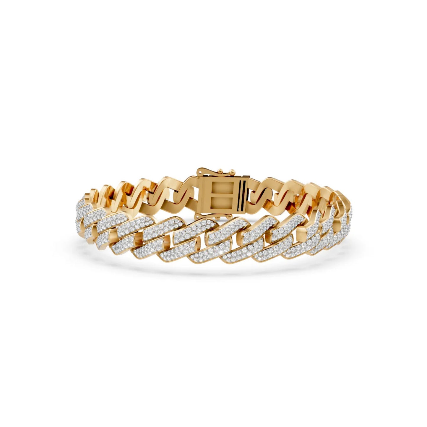 Cuban Link Lab-Grown Diamond Bracelet Yellow Gold
