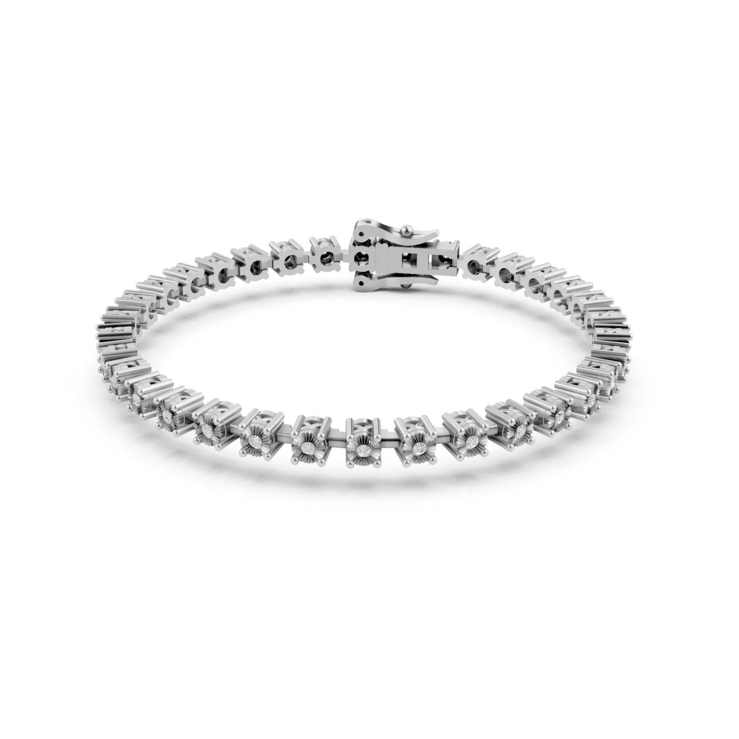 Prong-Set Diamond Tennis Bracelet White Gold 