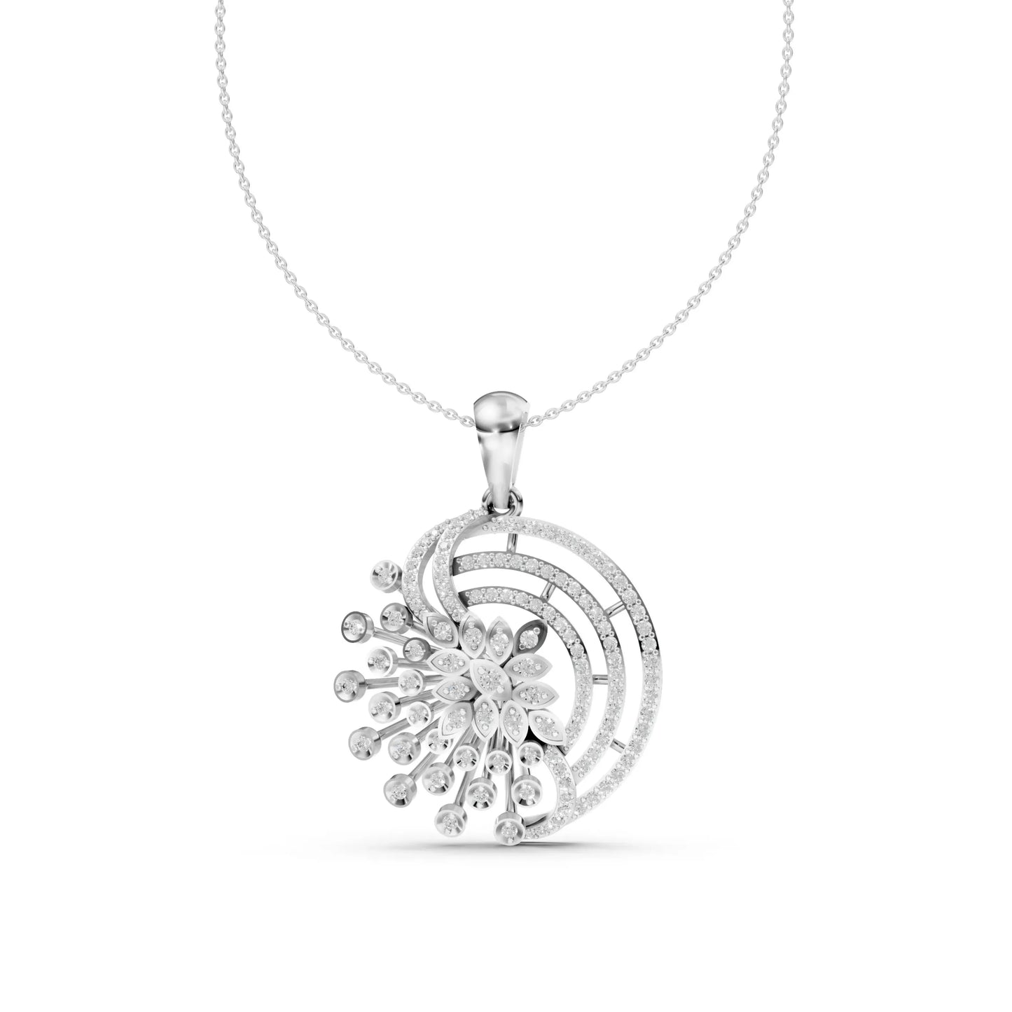 Spiral Bloom Pendant White Gold