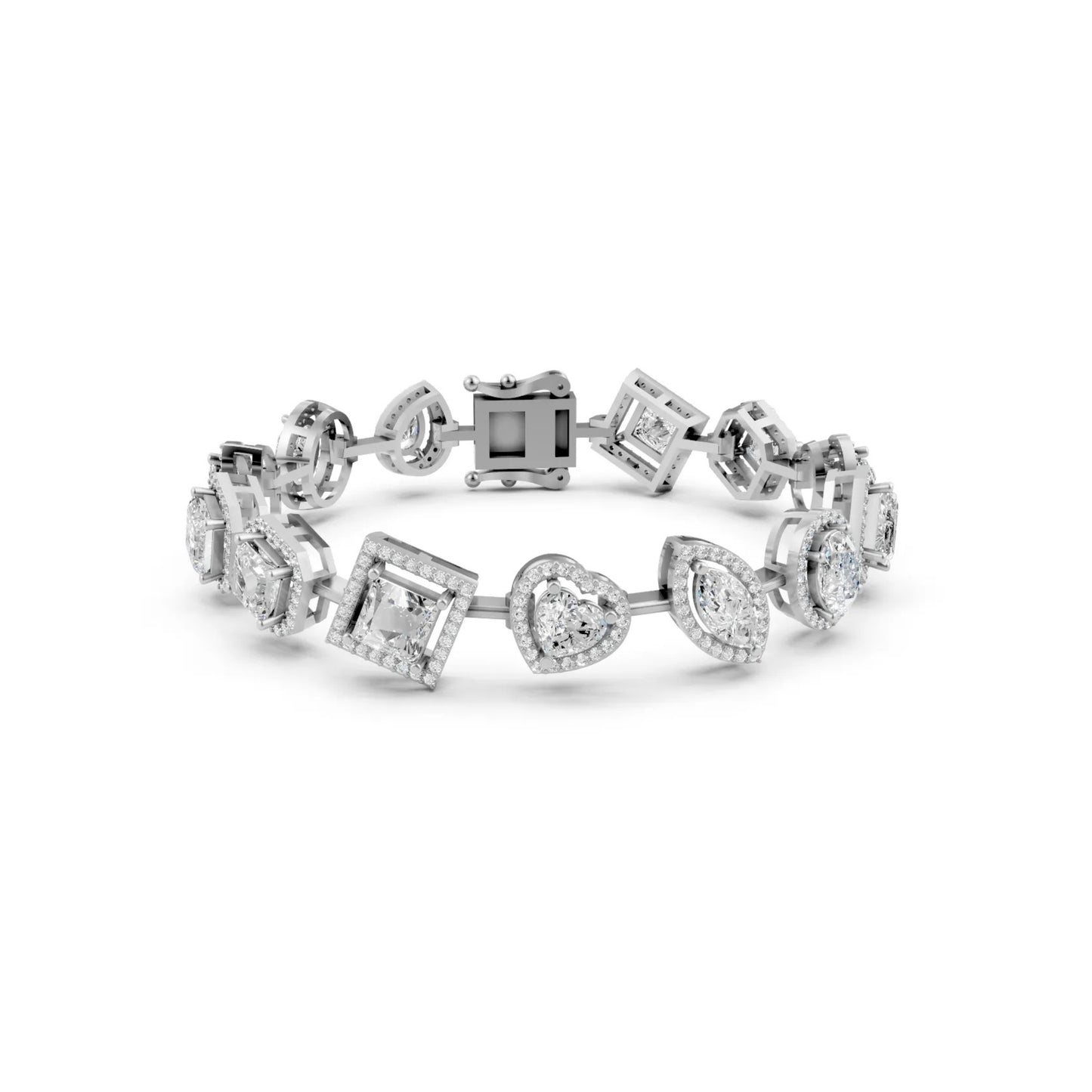 Statement Bracelet with Asscher & Fancy-Cut Diamonds White Gold