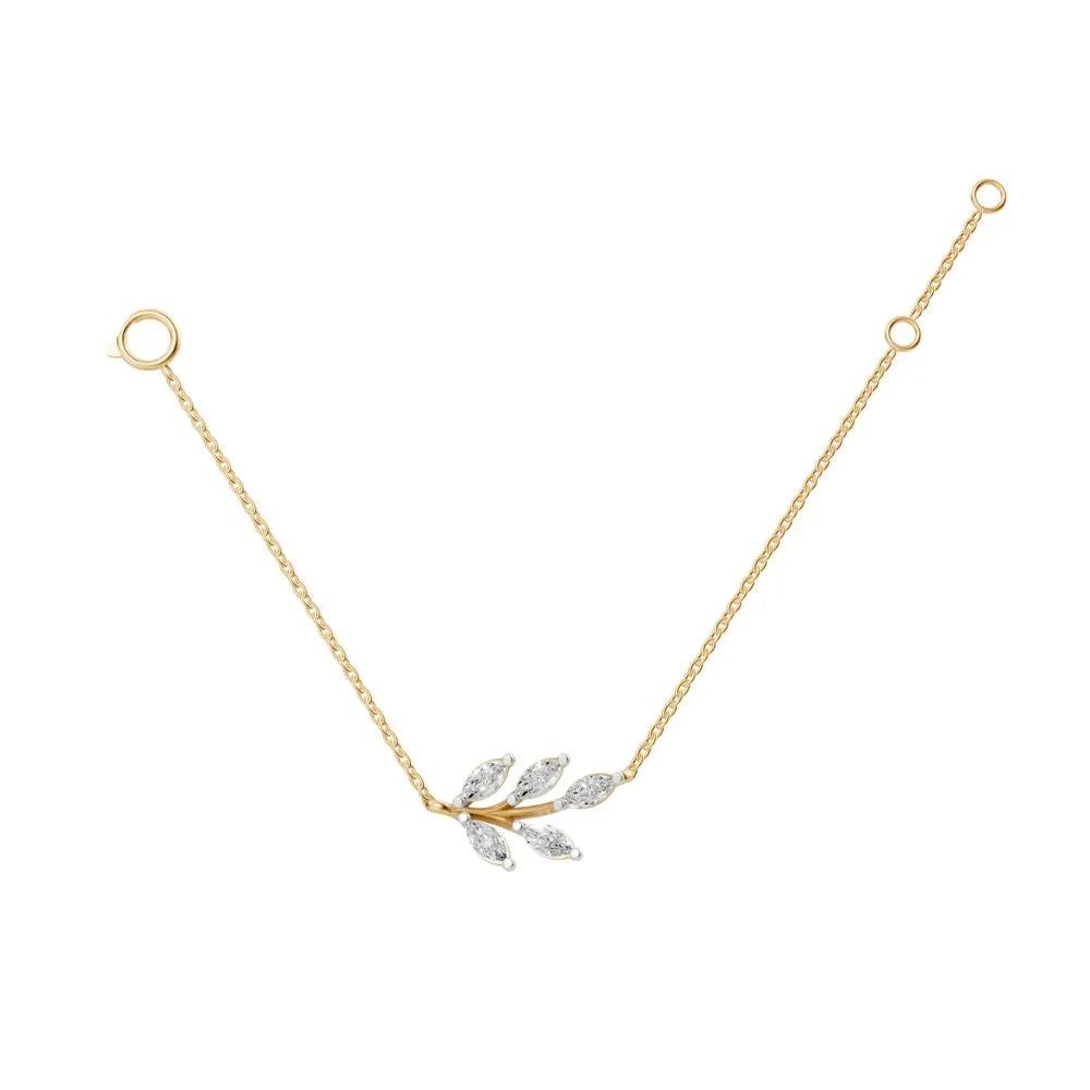 Marquise Cluster Diamond Necklace Yellow Gold