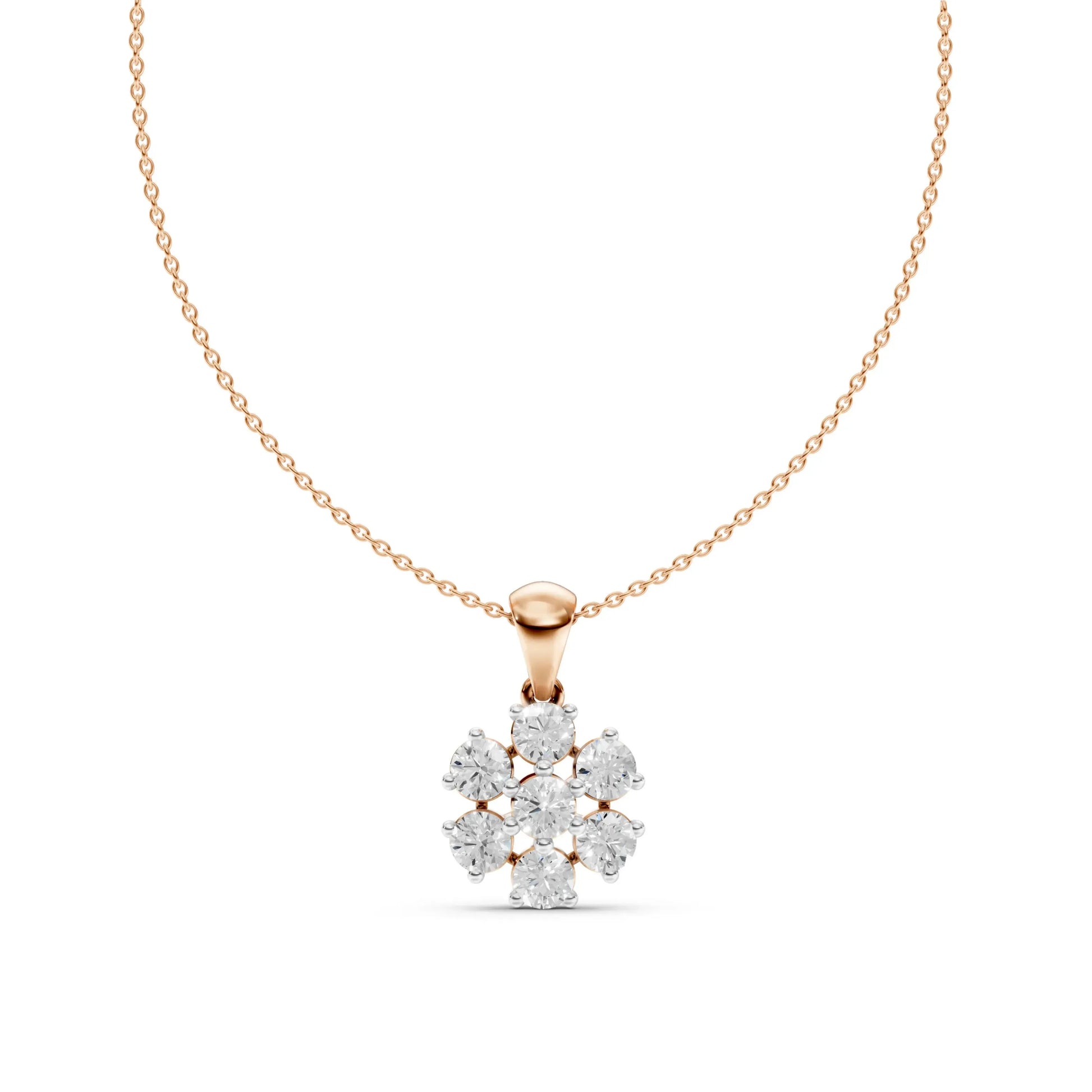 Six-Stone Floral Pendant Rose Gold