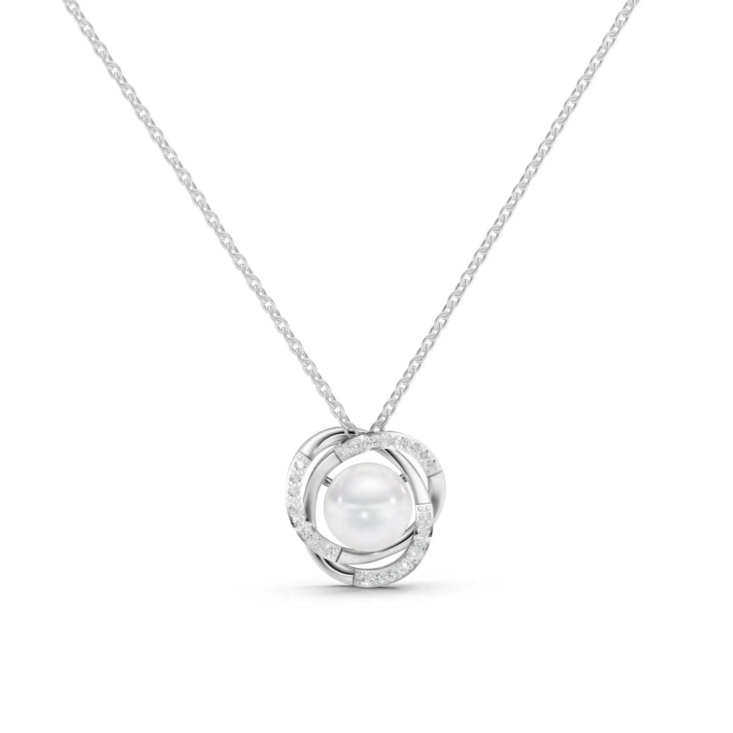 Pearl Halo Pendant White Gold