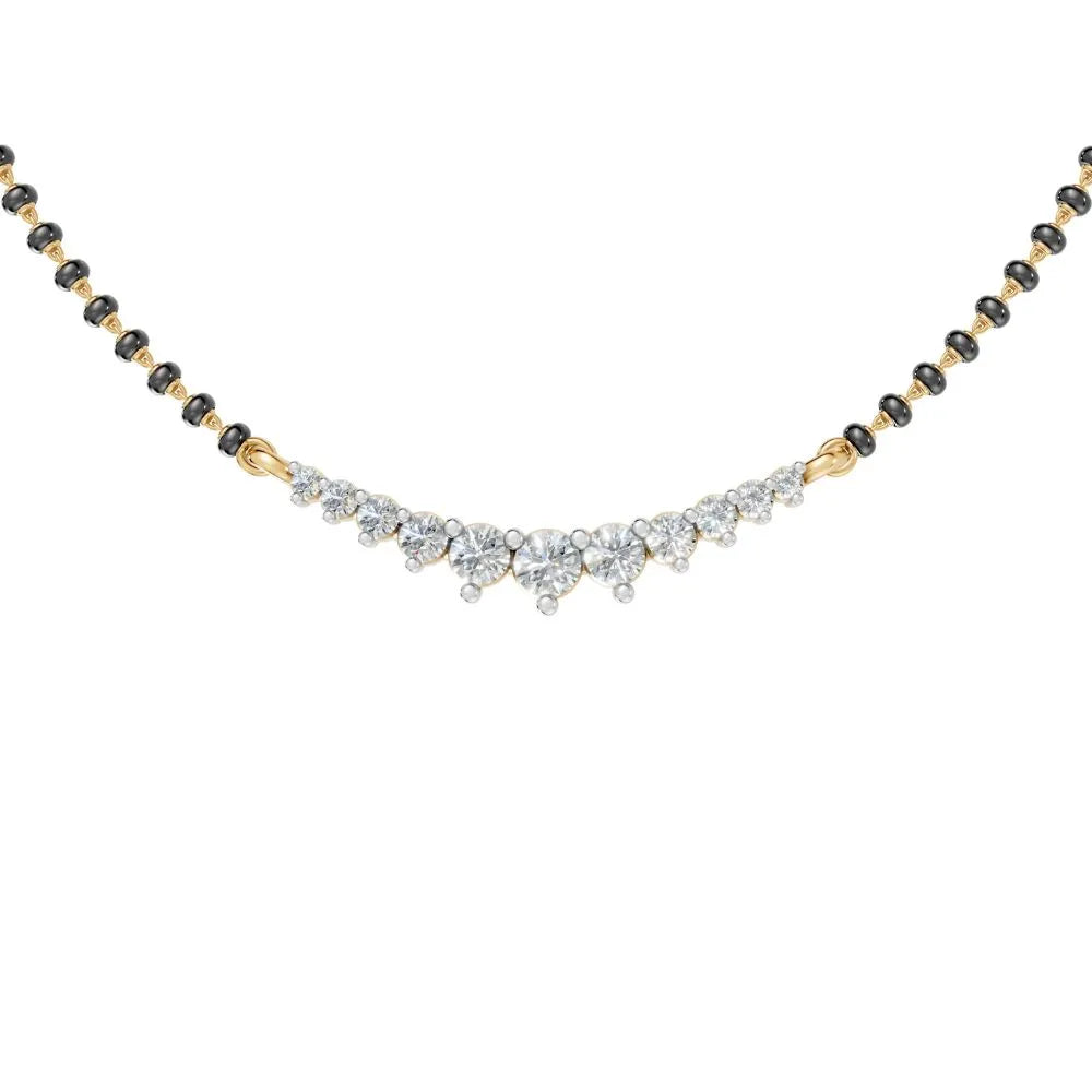 Elegant Lab-Grown Diamond Mangalsutra with Classic Round Settings Yellow Gold