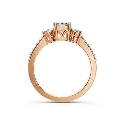Radiant Three-Stone Ring Rose Gold
