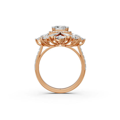 Grandeur Emerald Halo Ring Rose Gold