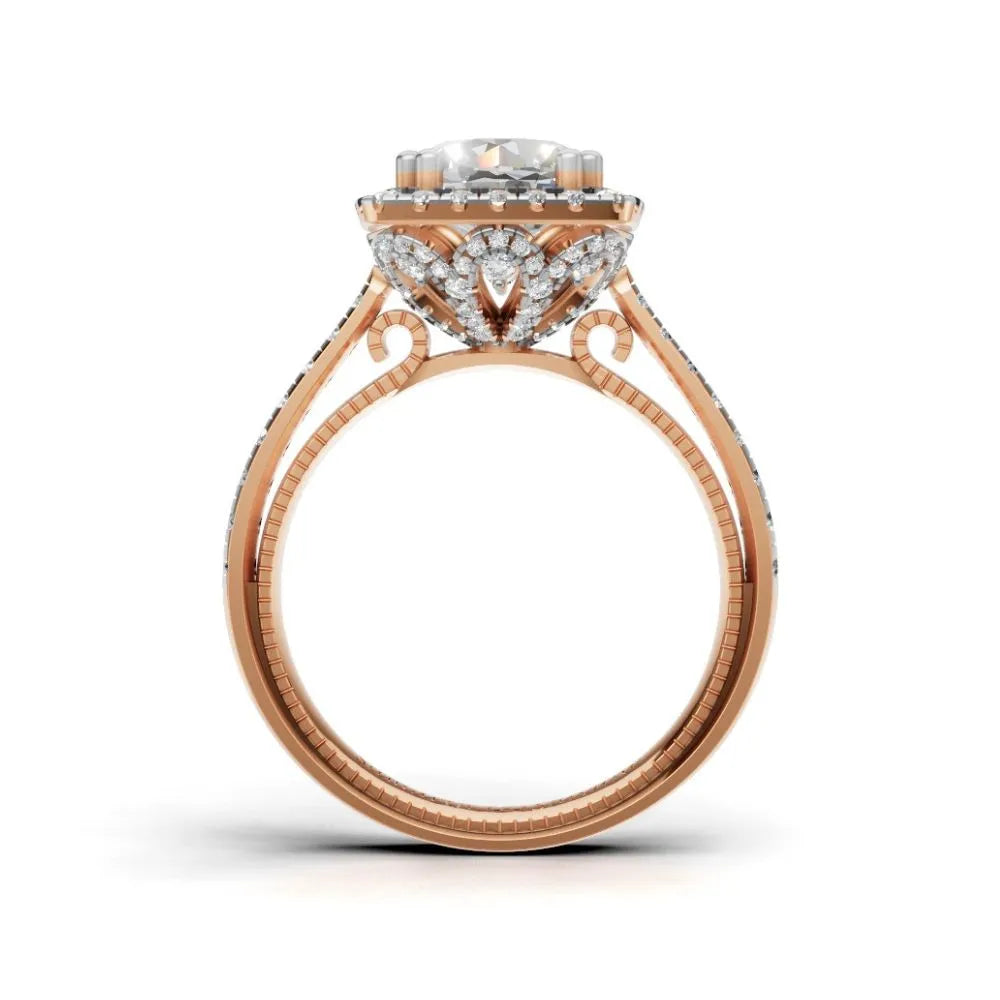 Vintage Glow Halo Engagement Ring Rose Gold