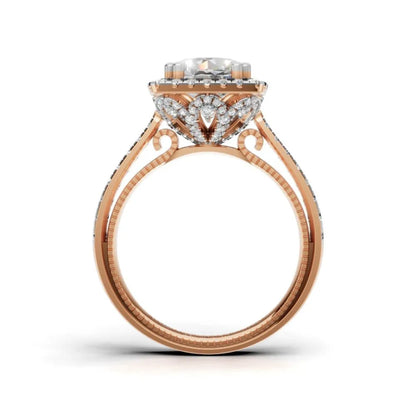 Vintage Glow Halo Engagement Ring Rose Gold