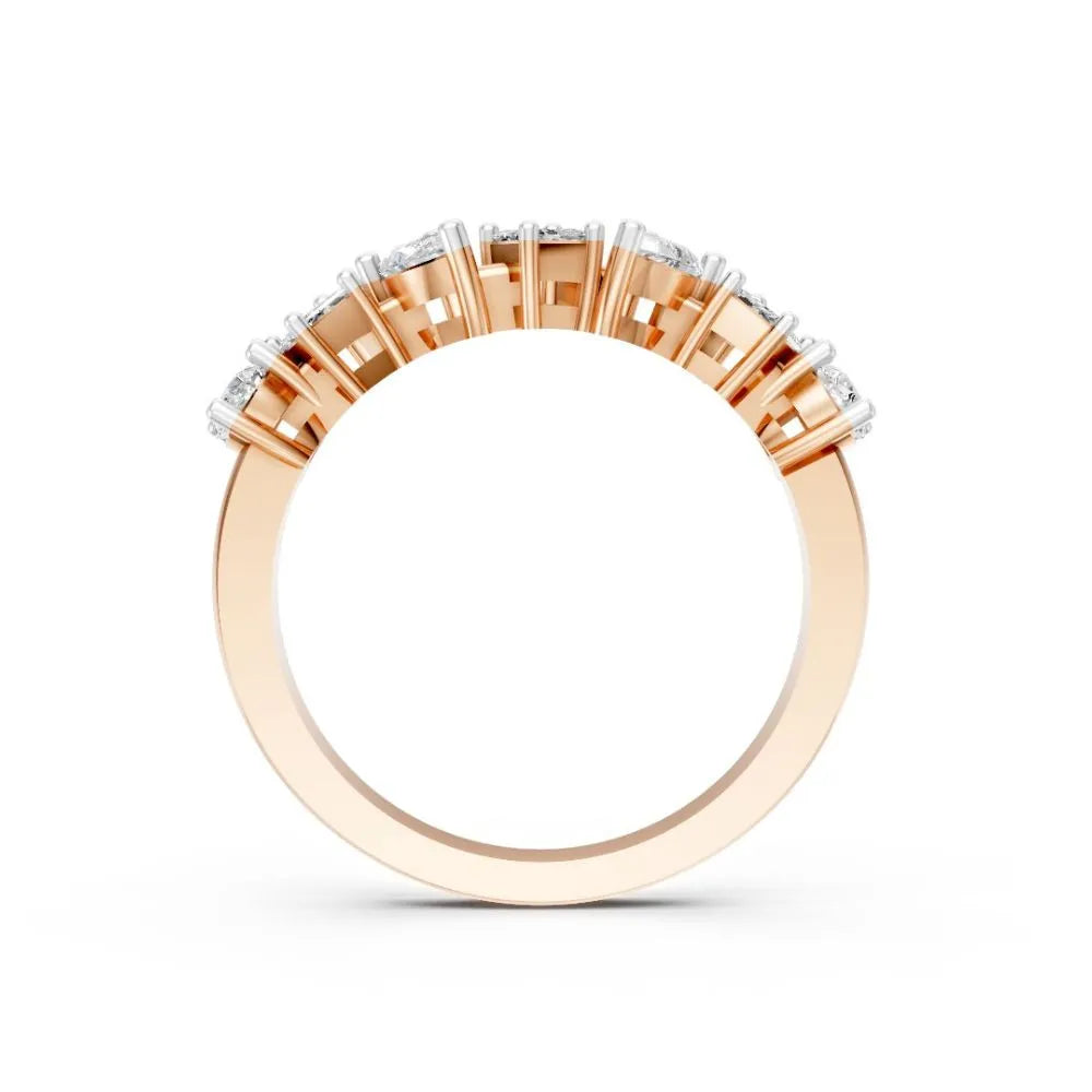 DualCut Pear-Emerald Diamond Band Rose Gold
