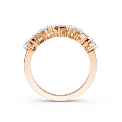 DualCut Pear-Emerald Diamond Band Rose Gold
