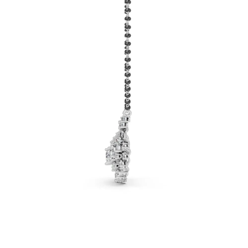 Statement Diamond Mangalsutra with Marquise & Round Accents White Gold