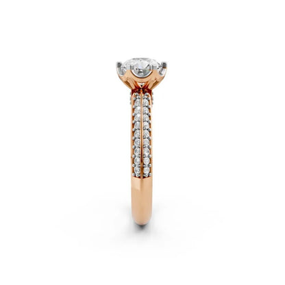 Brilliance Band Round Solitaire Ring Rose Gold