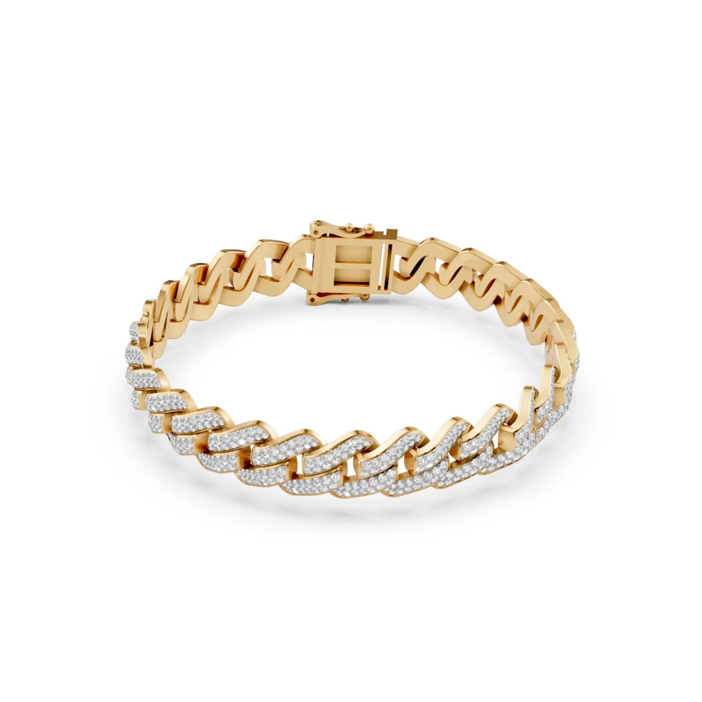Cuban Link Lab-Grown Diamond Bracelet Yellow Gold