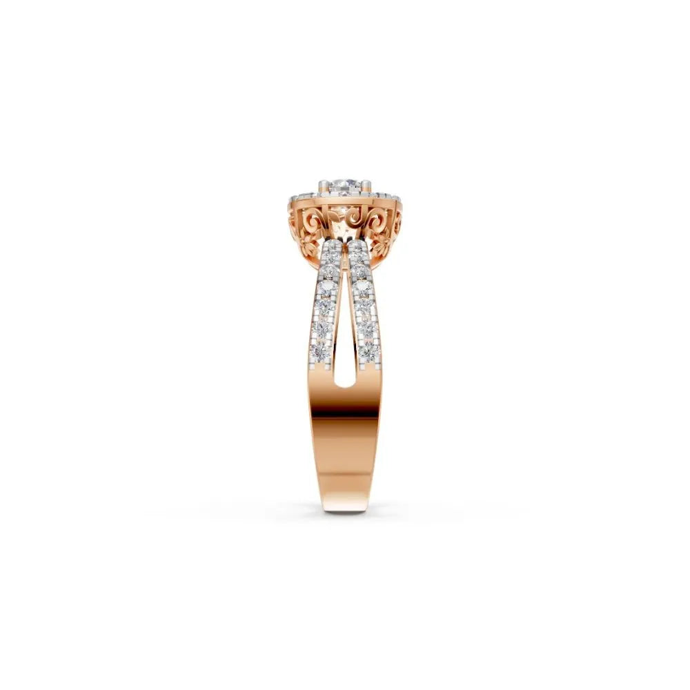 FloralLace Vintage Halo Ring Rose Gold