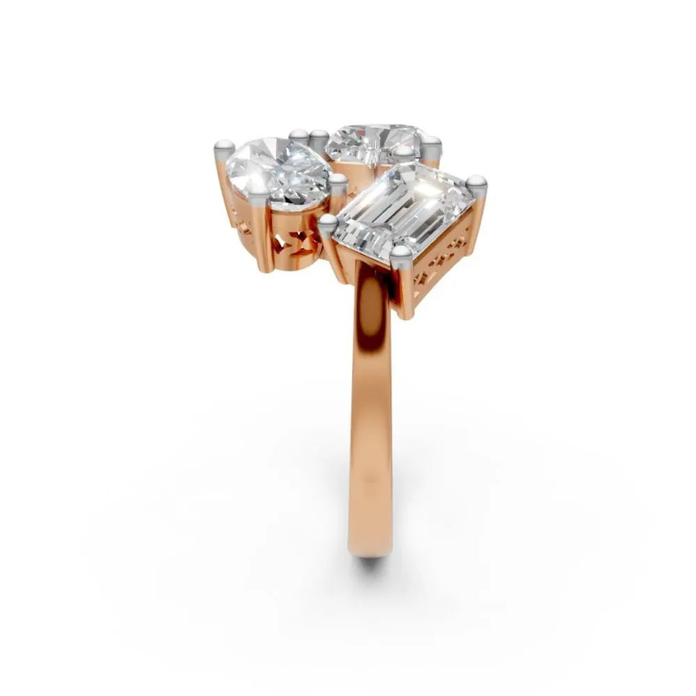 TriadBrilliance Mixed-Cut Ring Rose Gold