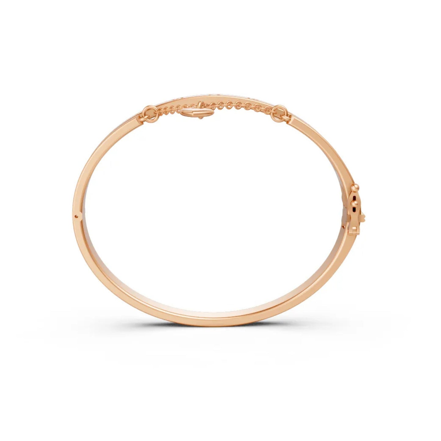 Roman Numeral Diamond Bangle Rose Gold