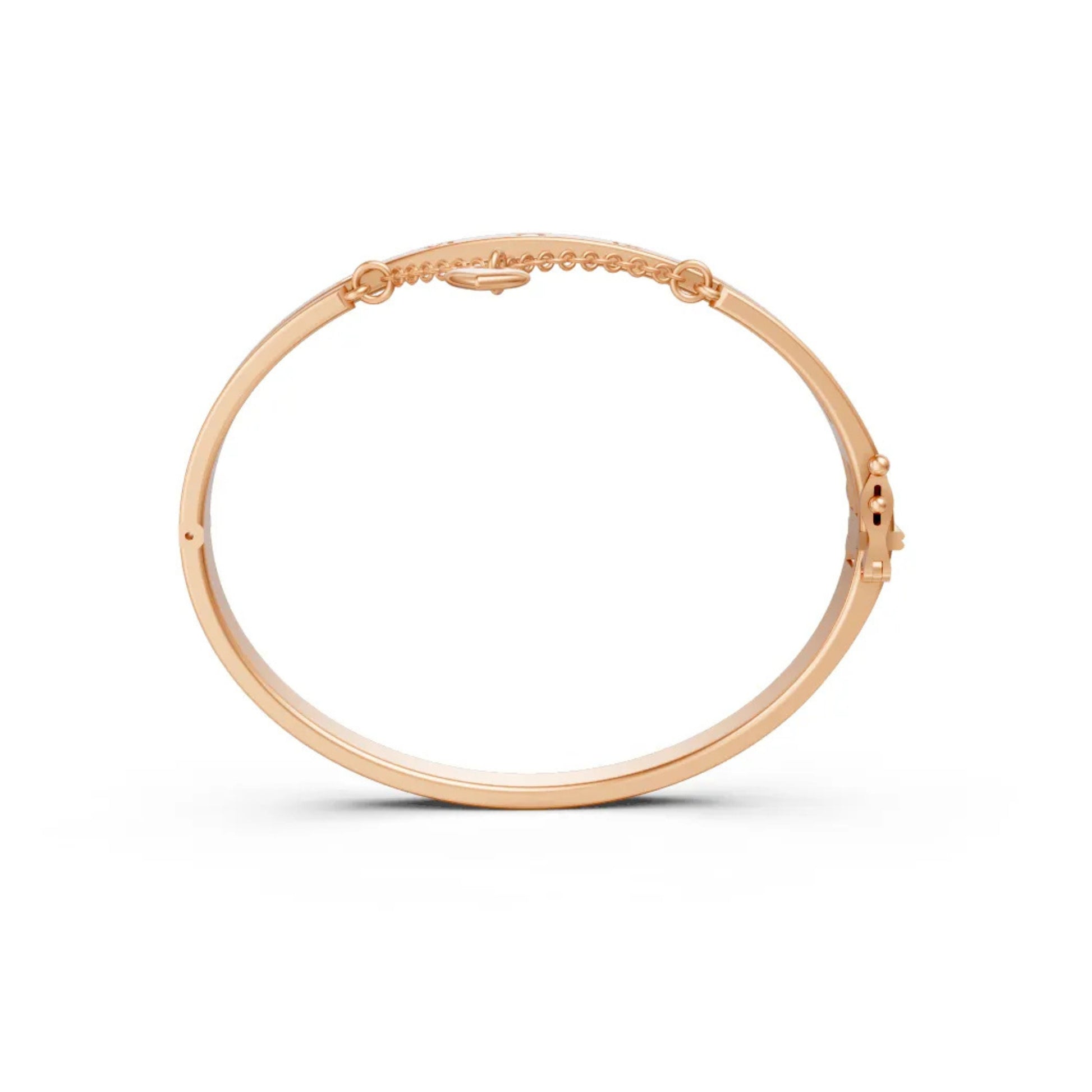 Roman Numeral Diamond Bangle Rose Gold