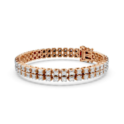 Double Row Diamond Tennis Bracelet Rose Gold