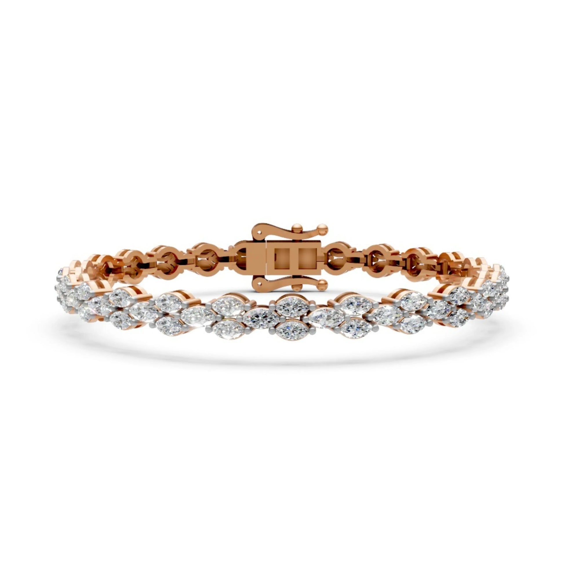 Elegant Diamond Bracelet with Marquise-Cut Stones Rose Gold