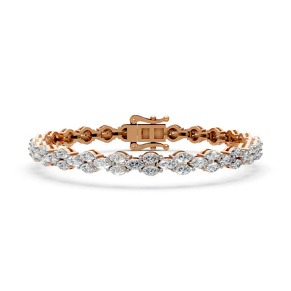 Elegant Diamond Bracelet with Marquise-Cut Stones Rose Gold