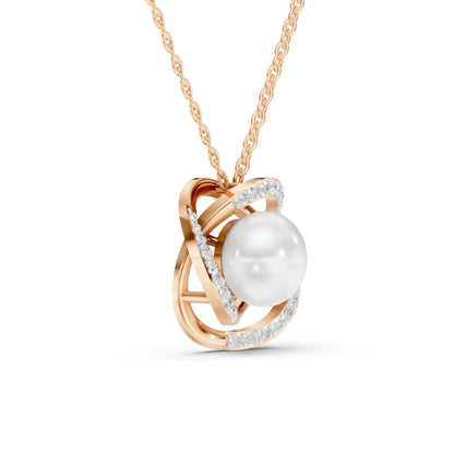 Pearl Halo Pendant Rose Gold