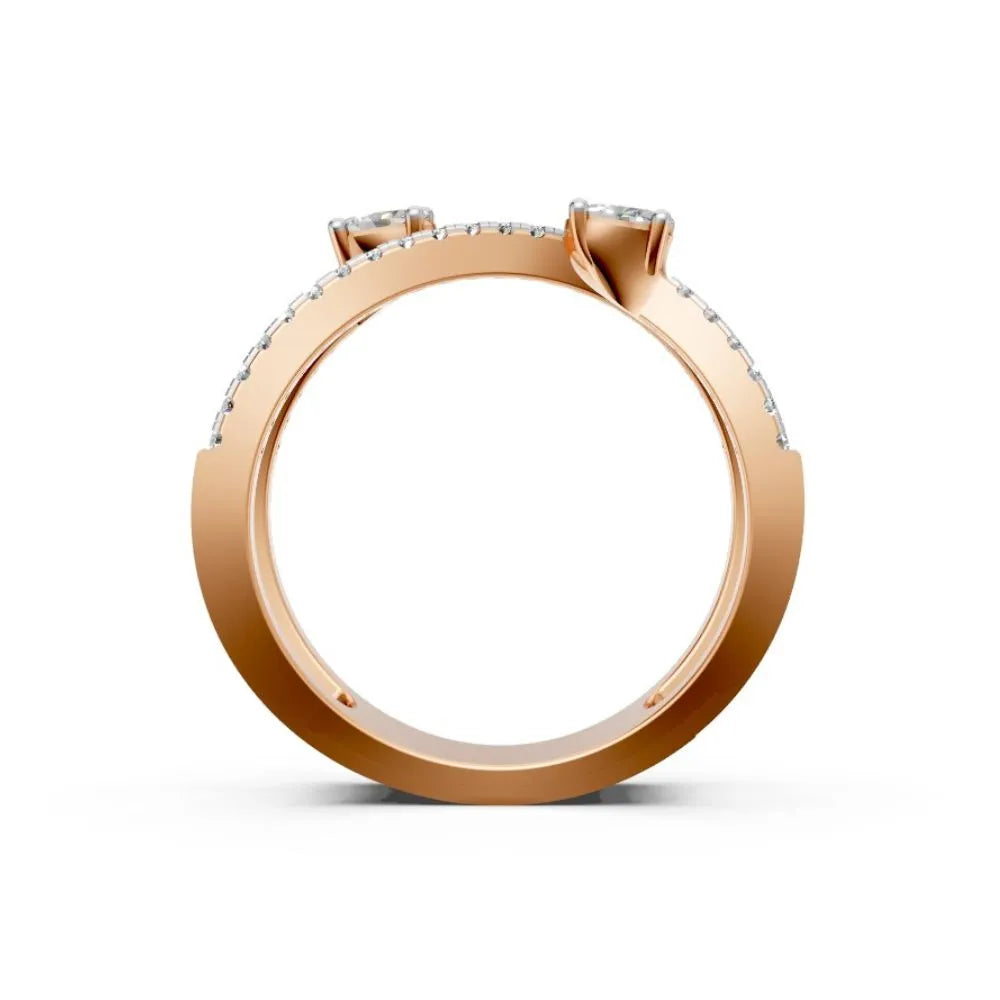 RoseTwist Dual Diamond Open Ring Rose Gold