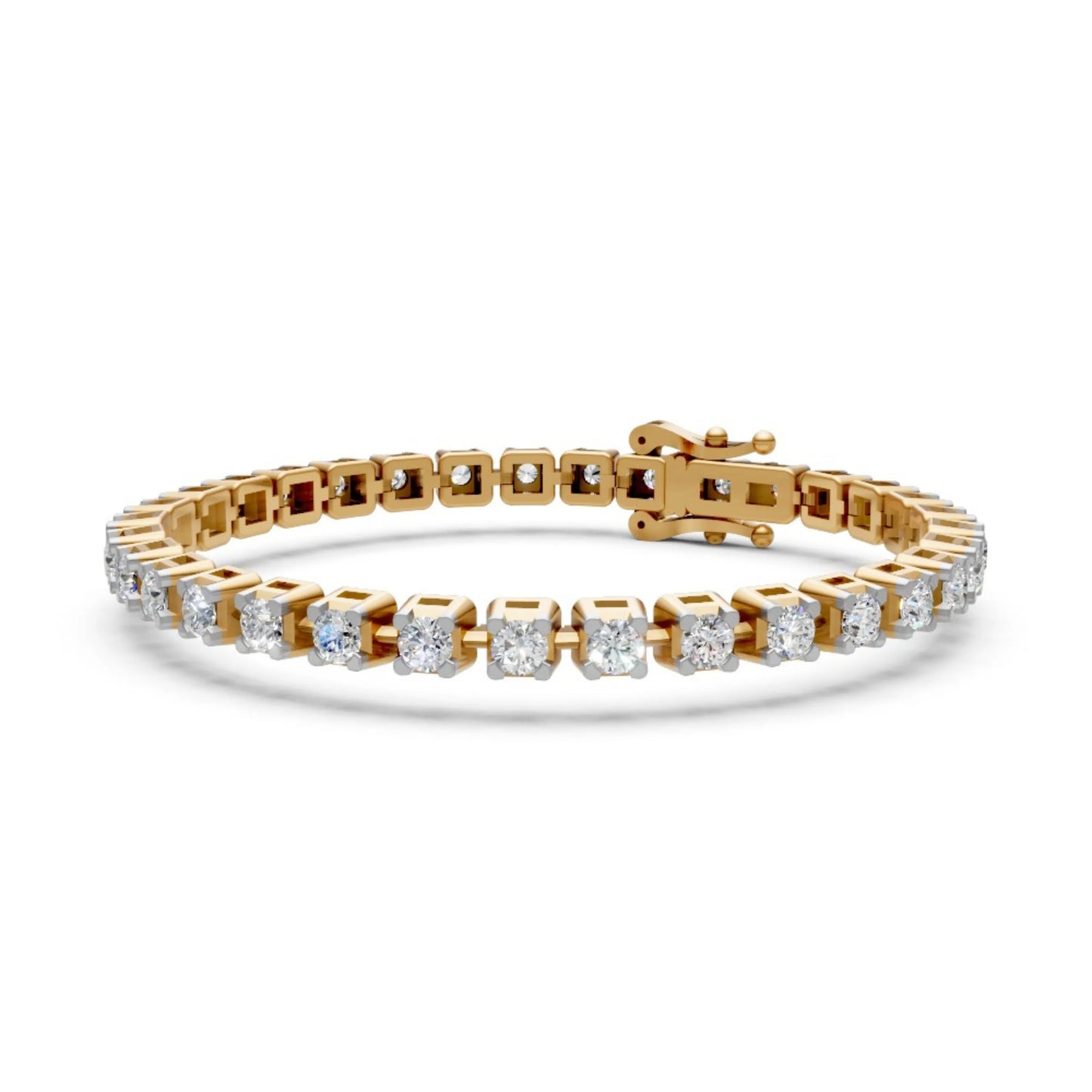 Round Brilliant Diamond Tennis Bracelet Yellow Gold