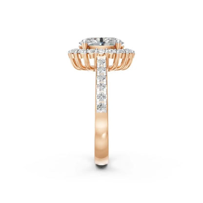 HaloGrace Oval Diamond Ring Rose Gold