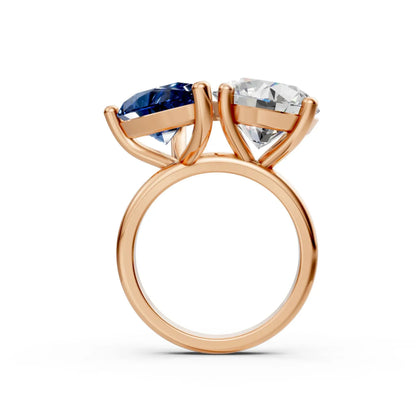 BlueWhisper Two-Stone Diamond Ring Rose Gold