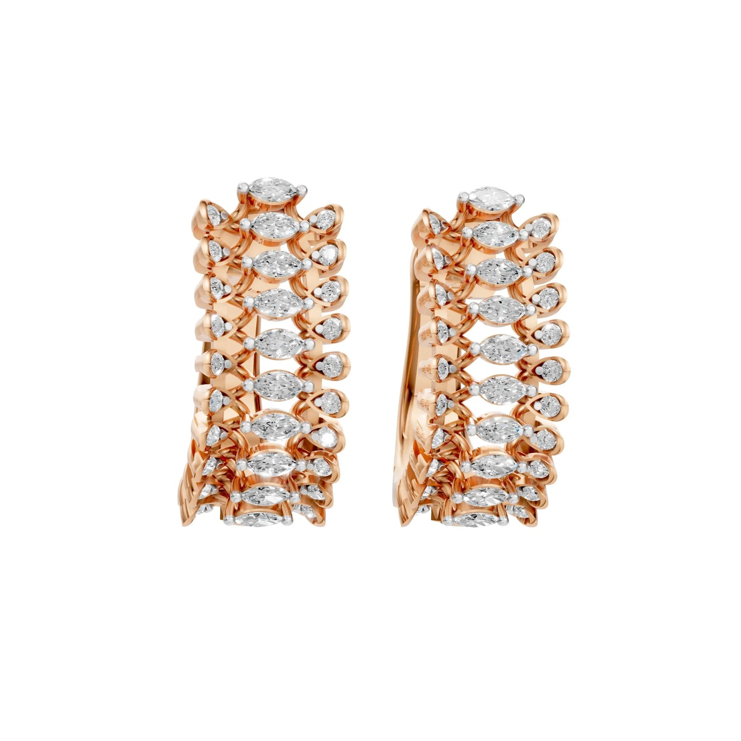 Marquise Half Hoop Earrings Rose Gold