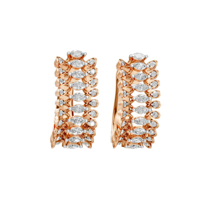 Marquise Half Hoop Earrings Rose Gold