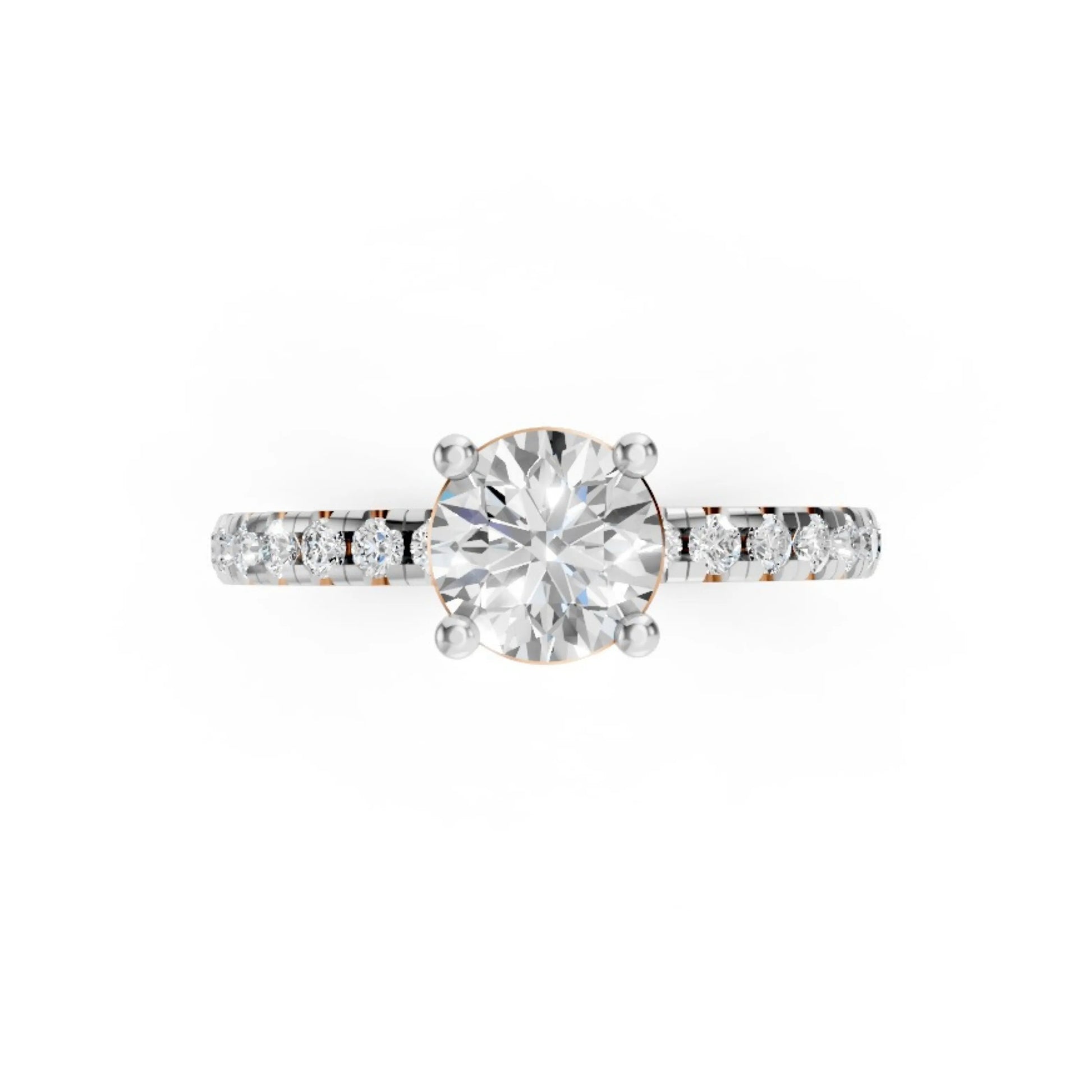 ClassicGleam Solitaire Pavé Ring Rose Gold