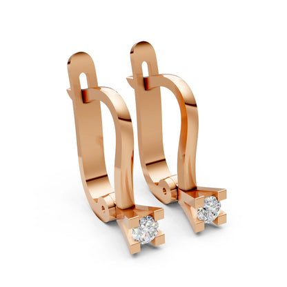 Contemporary Diamond Bali Earrings Rose Gold