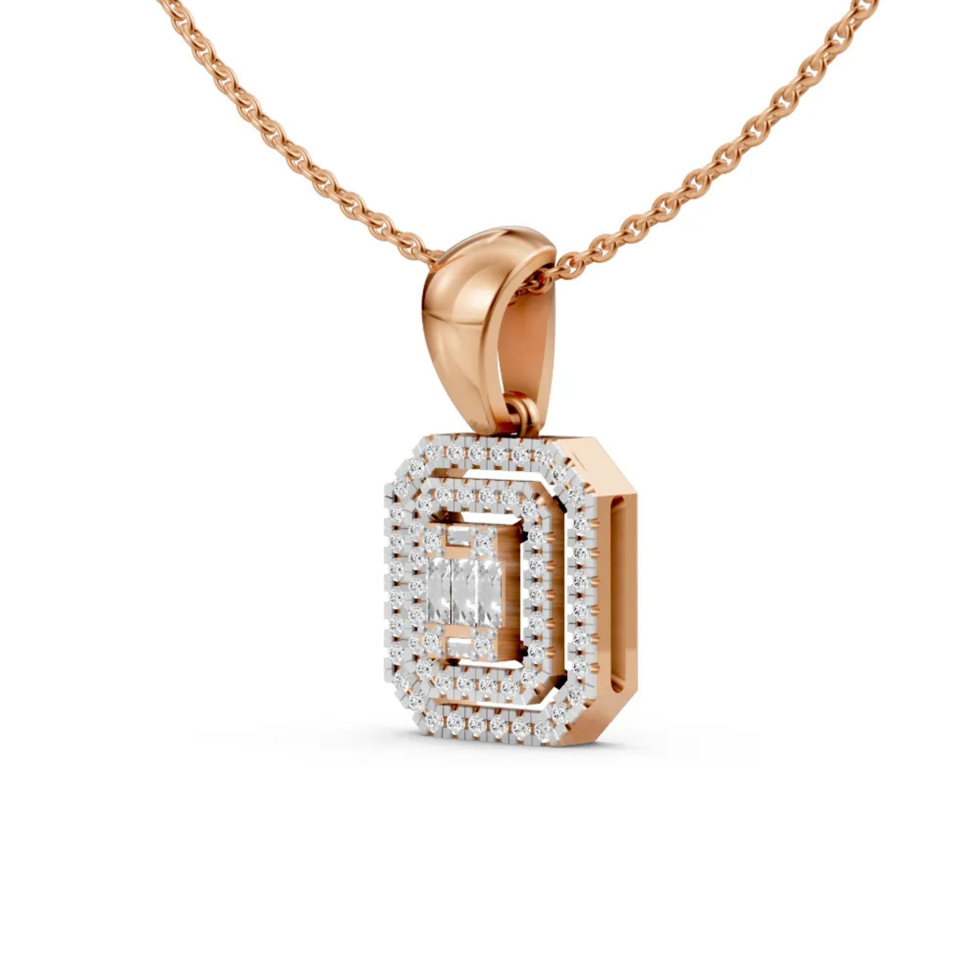 Emerald Halo Pendant Rose Gold