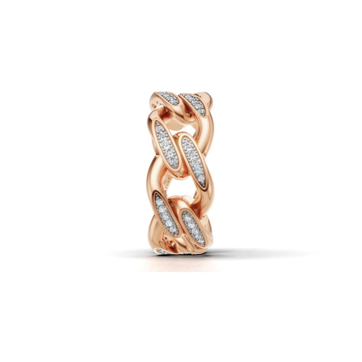 LinkLuxe Diamond Chain Ring Rose Gold