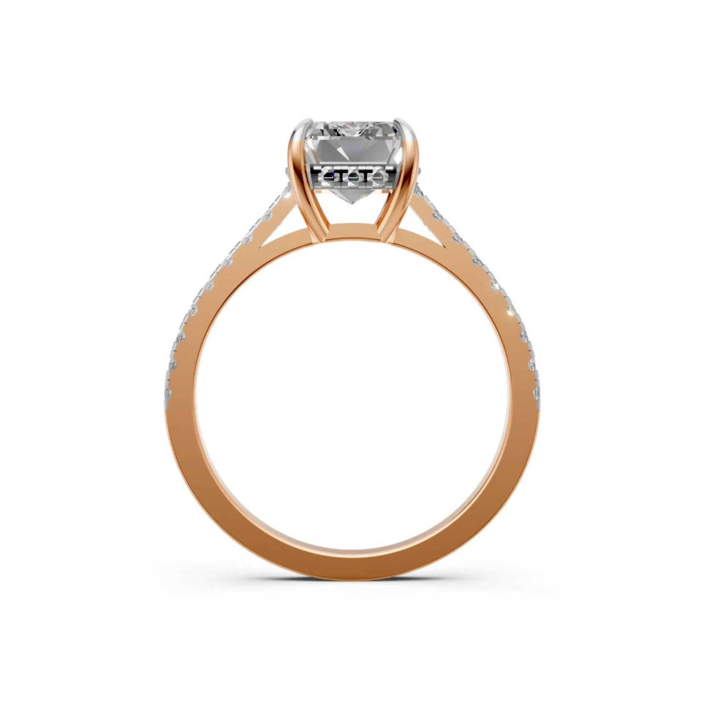 EternaLine Pavé Emerald Ring Rose Gold