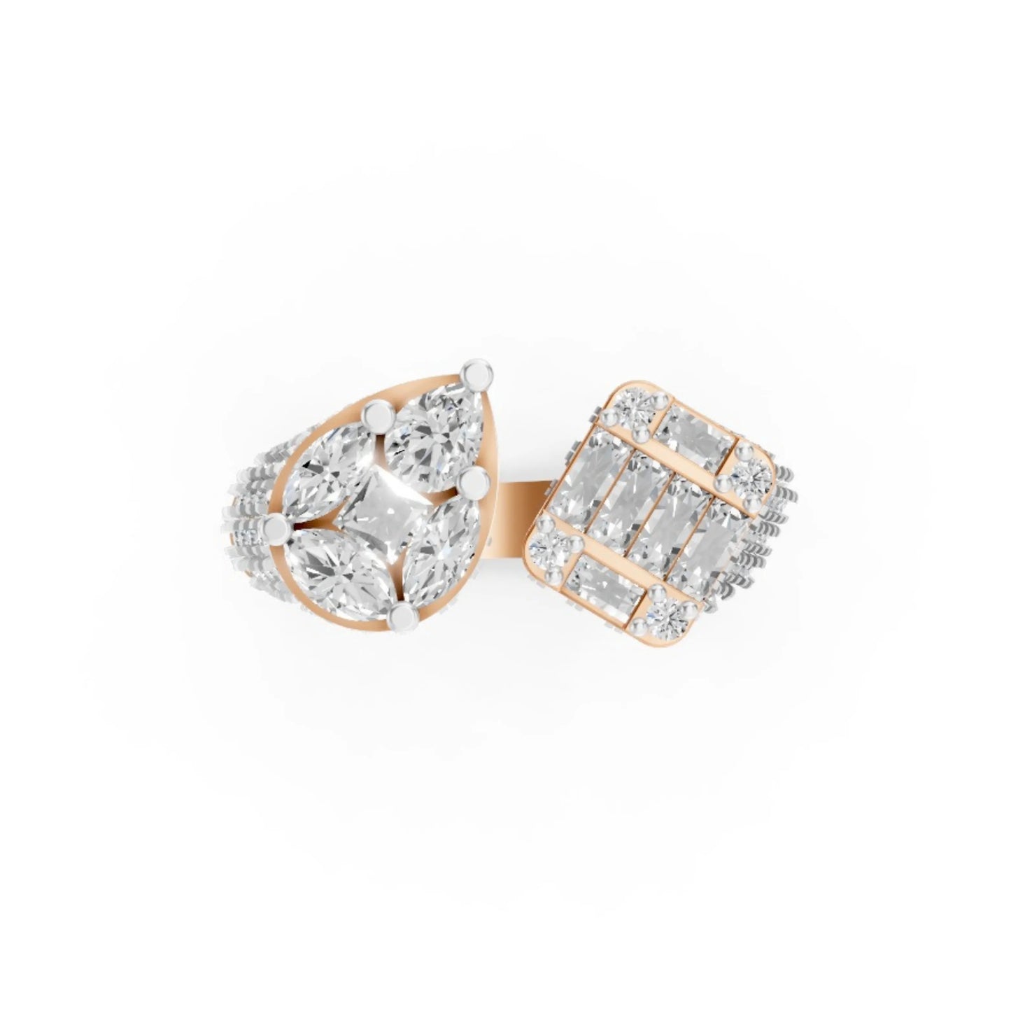 DuoBlaze Diamond Statement Ring Rose Gold