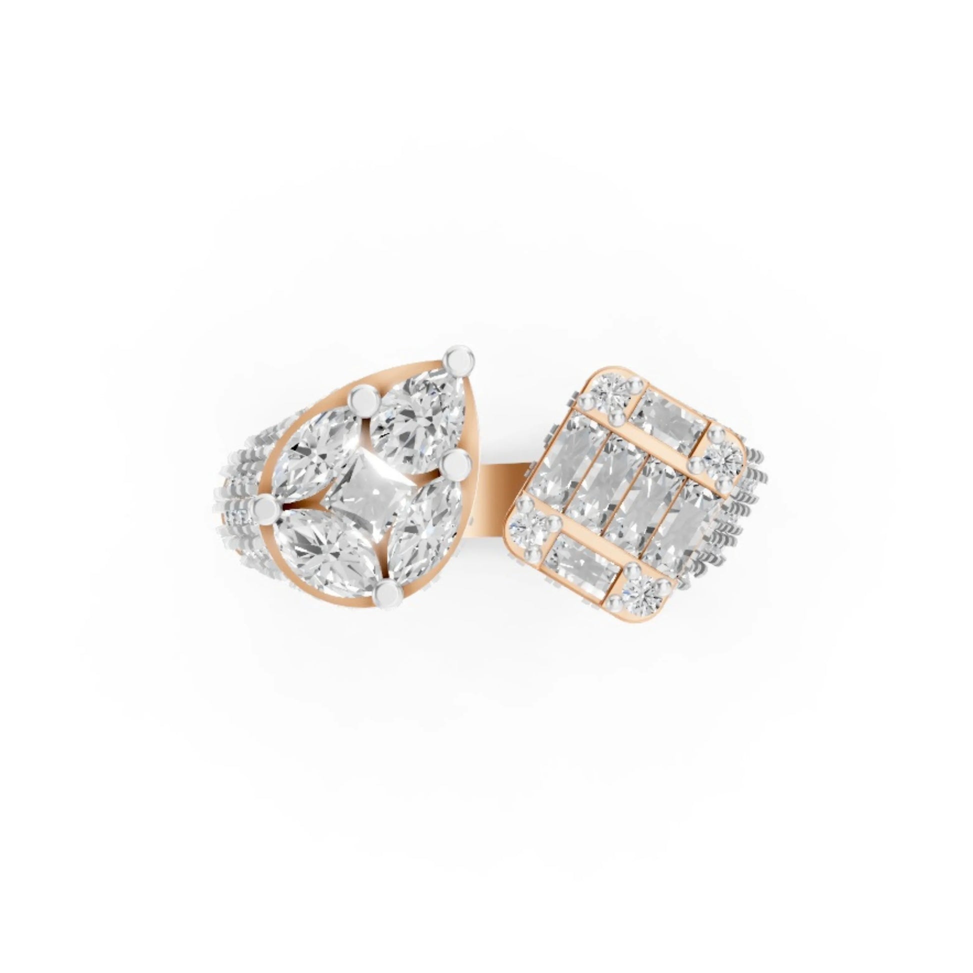 DuoBlaze Diamond Statement Ring Rose Gold
