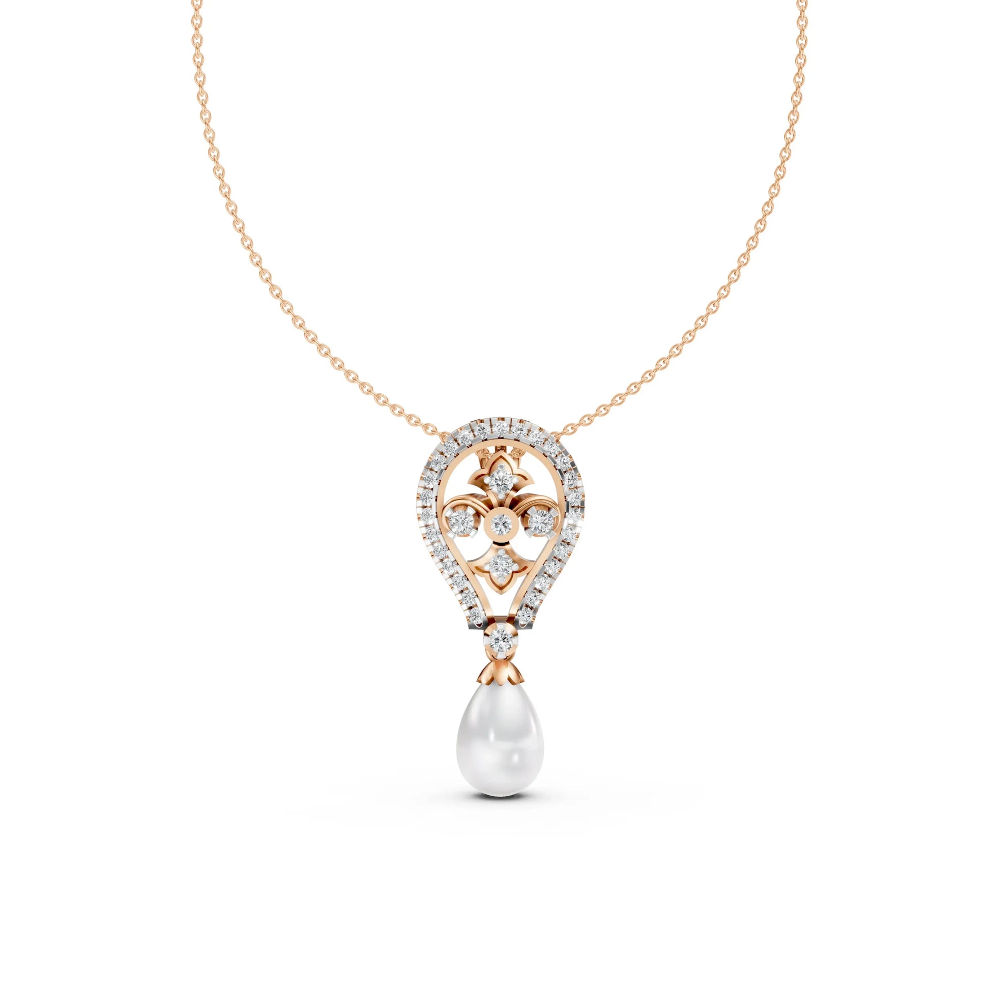 Teardrop Pearl Pendant Rose Gold