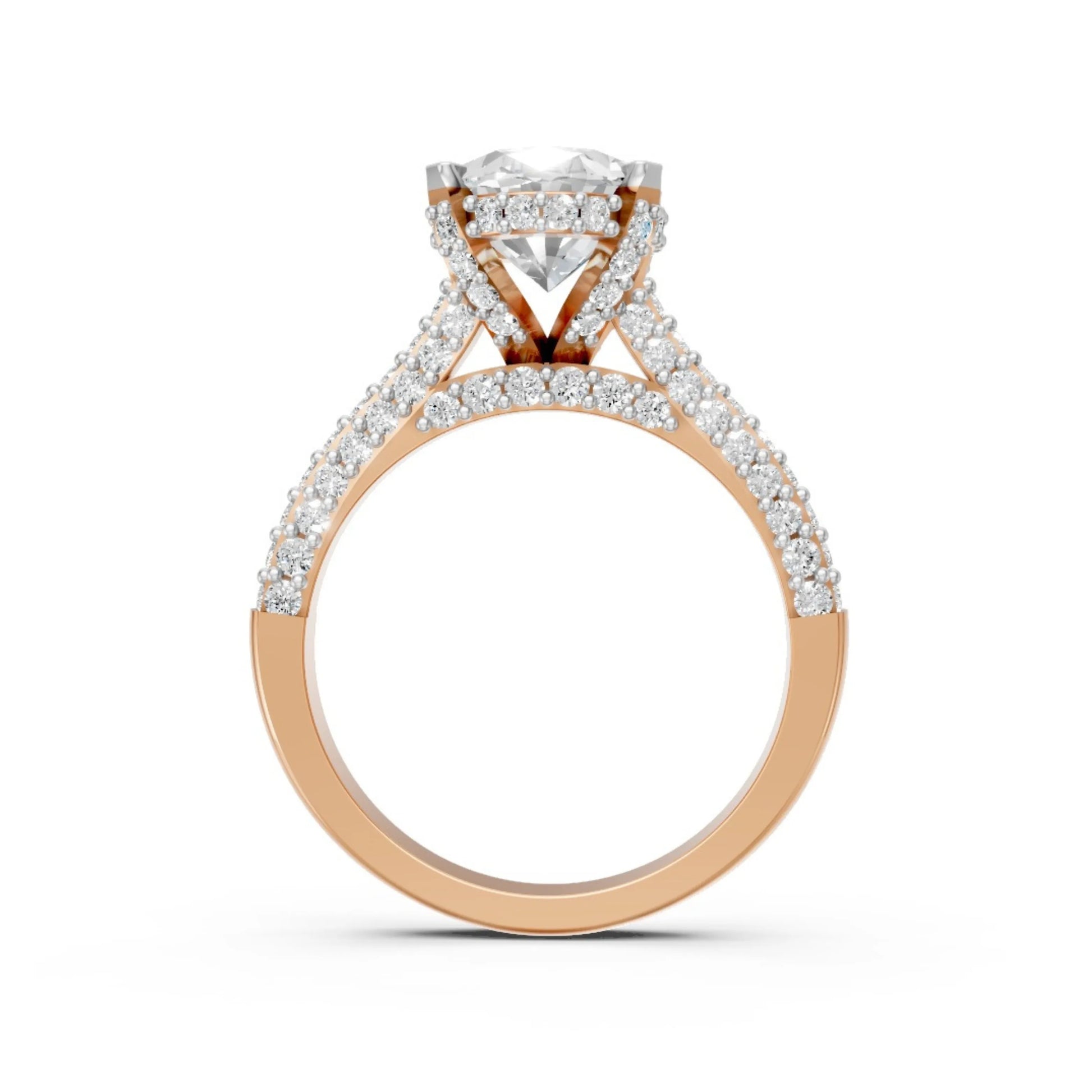 Elegant Oval Diamond Pavé Ring Rose Gold