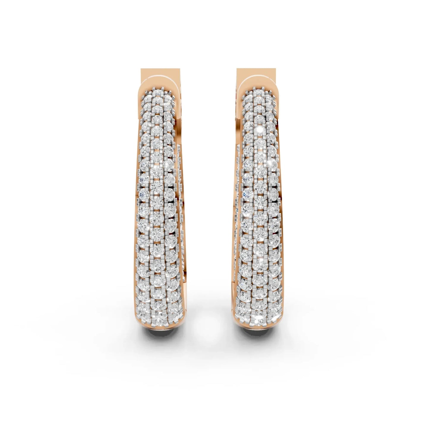 Double Hoop Diamond Earrings Rose Gold
