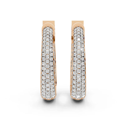 Double Hoop Diamond Earrings Rose Gold