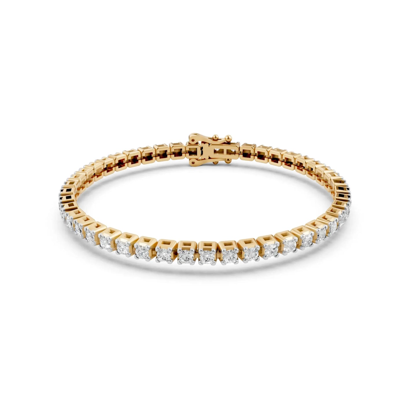 Elegant Round Diamond Tennis Bracelet Yellow Gold