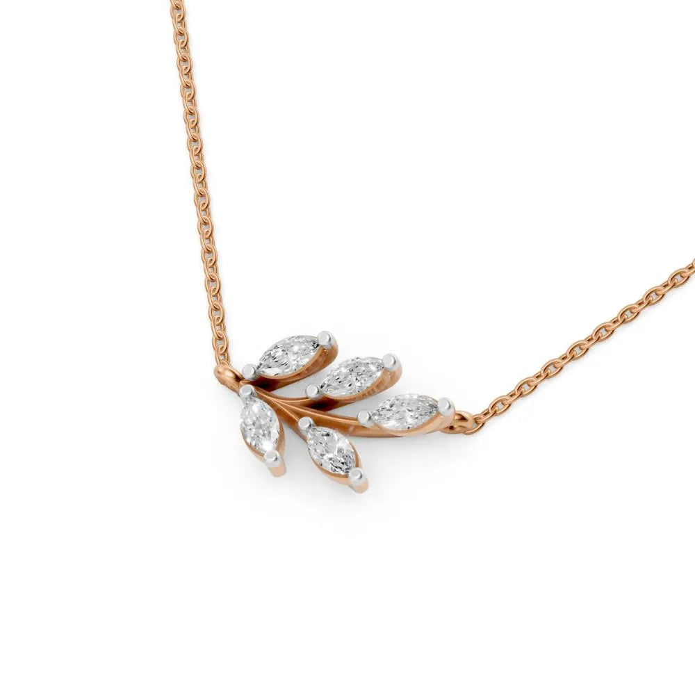 Marquise Cluster Diamond Necklace Rose Gold