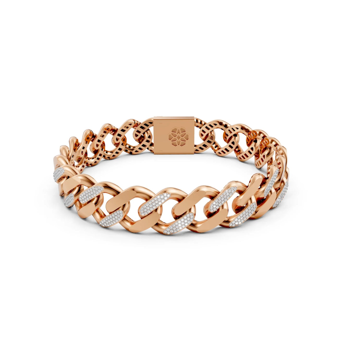 Men's Diamond-Accent Cuban Link Bracelet Rose Gold
