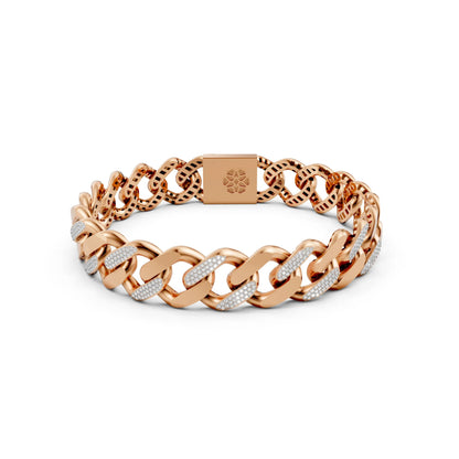 Men's Diamond-Accent Cuban Link Bracelet Rose Gold